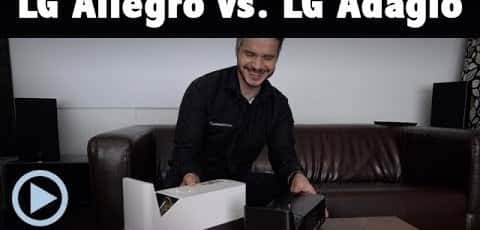 Vergleich: LG Allegro HF85JS vs. LG Adagio PF1000UT Kurzdistanz Beamer