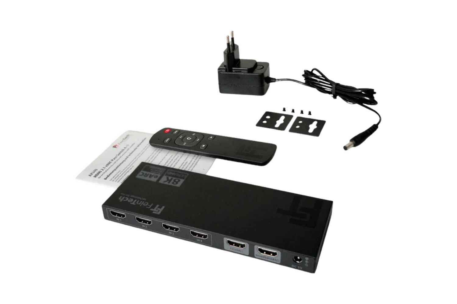 FeinTech HDMI 2.1 eARC Pass Switch 4 in 1 Out für Soundbars (AX340)
