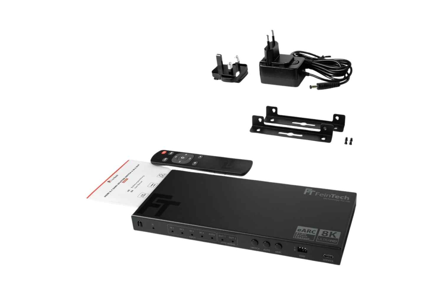 FeinTech AX341 HDMI 2.1 eARC Splitter Switch 4 In 2 Out mit Audio Extractor