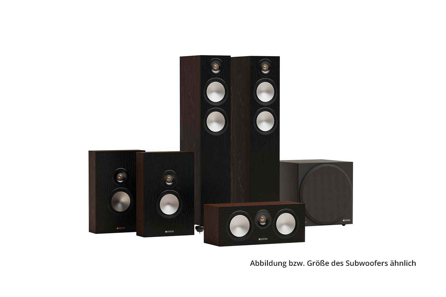 Monitor Audio Bronze Cinema 300 7G W15 - 5.1 Lautsprecher Set - Walnuss