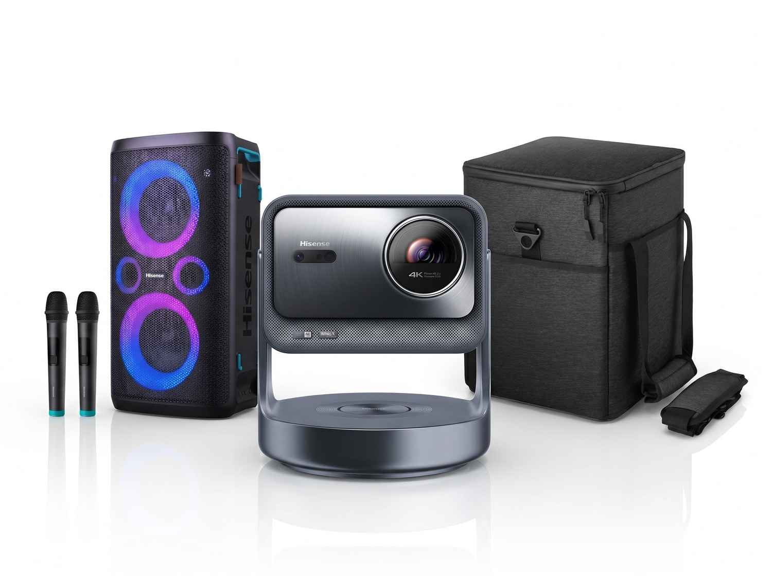 Set: Hisense C2 Ultra 4K Beamer mit Tasche und Party Rocker One Plus Bluetooth Lautsprecher
