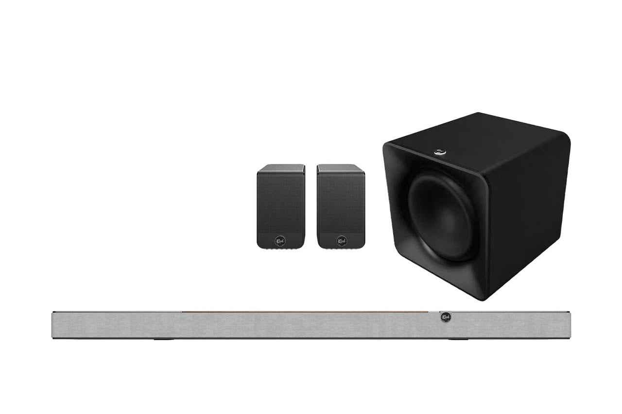 Set: Klipsch Flexus Core 300 Soundbar walnuss mit Surr 200 Surroundspeaker & Sub 200 Subwoofer