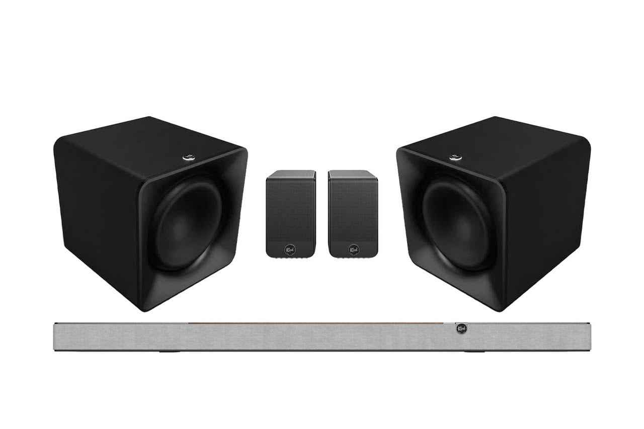 Set: Klipsch Flexus Core 300 Soundbar walnuss mit Surr 200 Surroundspeaker & 2 x Sub 200 Subwoofer