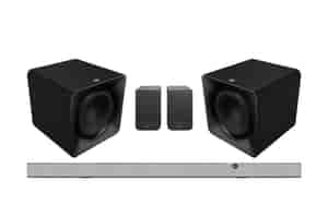 Set: Klipsch Flexus Core 300 Soundbar walnuss mit Surr 200 Surroundspeaker & 2 x Sub 200 Subwoofer