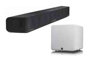 Sennheiser Ambeo Soundbar Max und SVS SB-2000 Pro Subwoofer - Hochglanz weiss