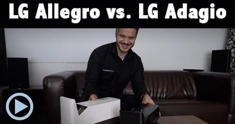 Vergleich: LG Allegro HF85JS vs. LG Adagio PF1000UT Kurzdistanz Beamer