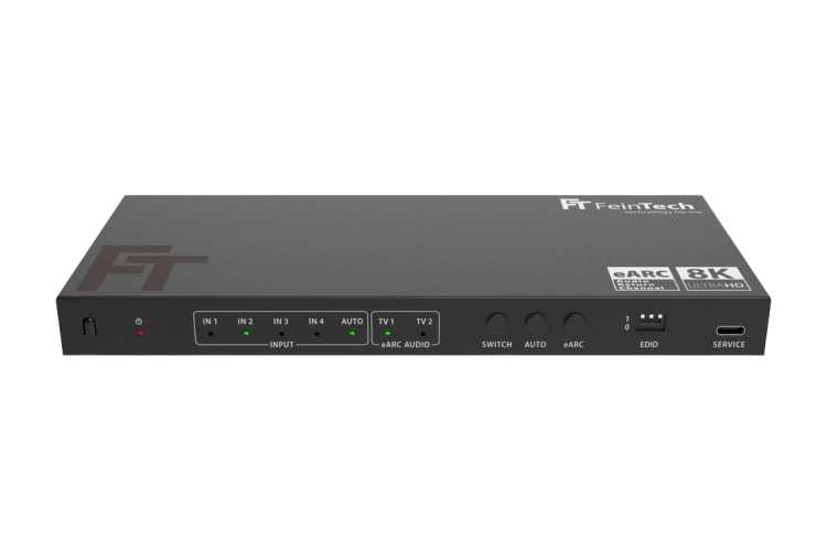 B-Ware: FeinTech AX341 HDMI 2.1 eARC Splitter Switch 4 In 2 Out mit Audio Extractor  