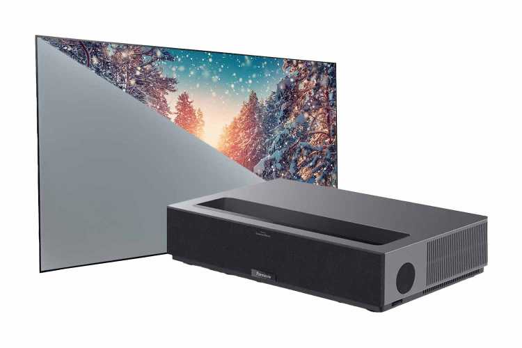 Set: Formovie Theater Laser TV mit 110 Zoll LumaScreens CLR Leinwand - HEIMKINORAUM Edition