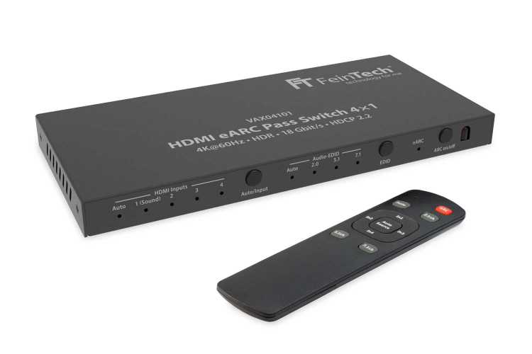 B-Ware: FeinTech HDMI eARC Pass Switch 4x1 für Soundbar (VAX04101)  