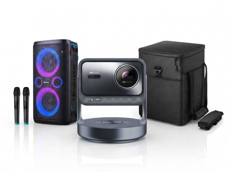 Set: Hisense C2 Ultra 4K Beamer mit Tasche und Party Rocker One Plus Bluetooth Lautsprecher