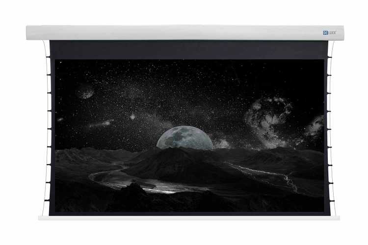 B-Ware: Motorleinwand DELUXX Cinema Tension Darkvision Kontrastleinwand  80 Zoll (177 x 99 cm) Vorlauf 66,8 cm