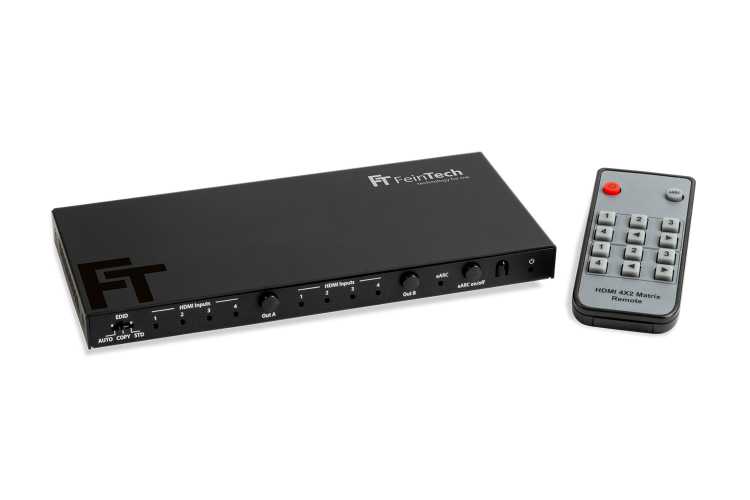 FeinTech HDMI eARC Pass Matrix 4x2 für Soundbar (VAX04201)