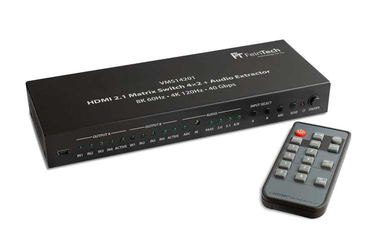 B-Ware: FeinTech HDMI 2.1 Matrix Switch 4x2 mit Audio Extractor (VMS14201)