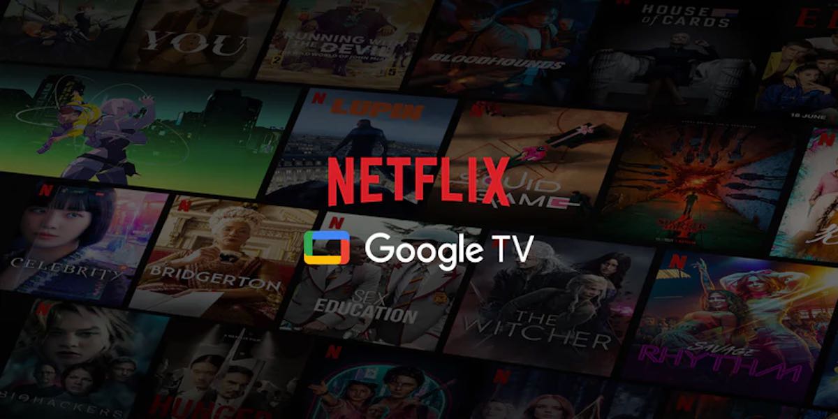 Netflix und Google TV auf einem Bildschirm.
