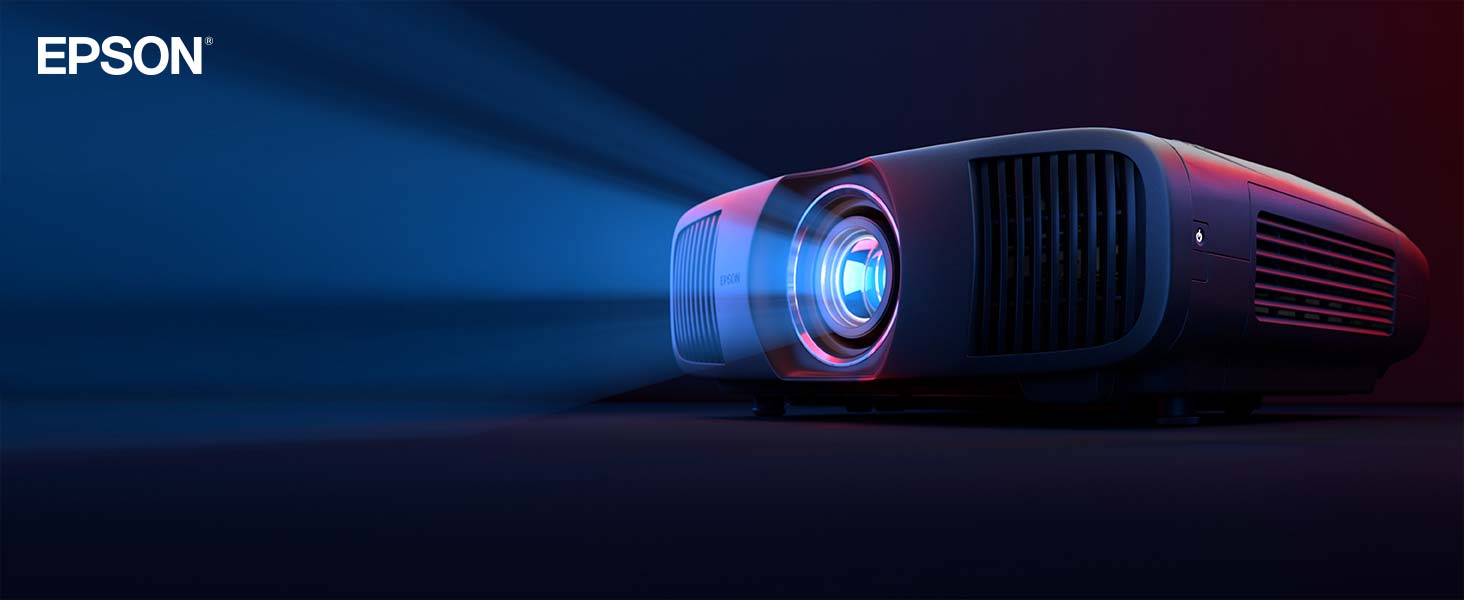 Epson Beamer projiziert blaues Licht.