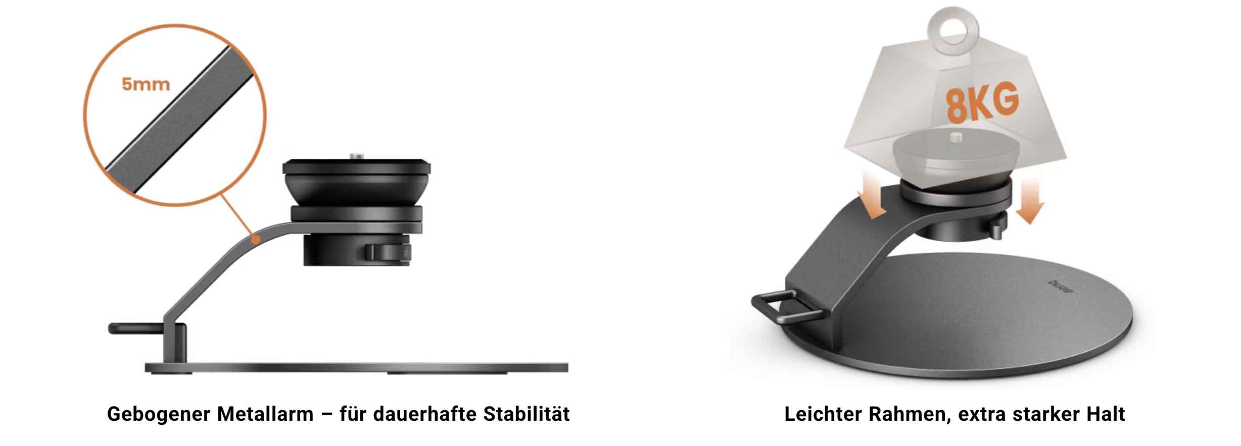 Beamerhalterung mit stabilem Metallarm und Rahmen.