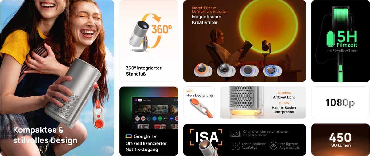 Beamer mit vielseitigen Funktionen und Design.