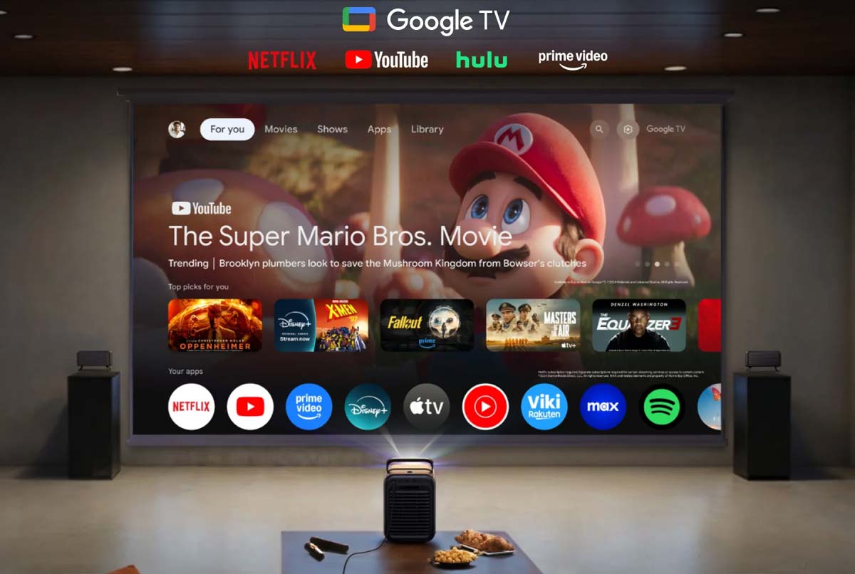 Heimkino mit Beamer und Streaming-Diensten.