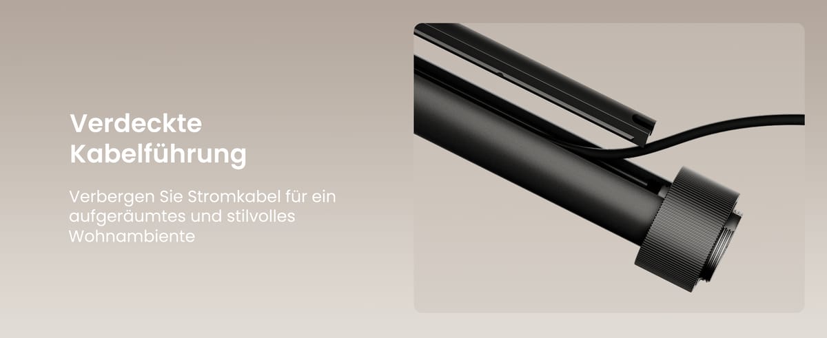 Verdeckte Kabelführung für Beamer-Stromkabel.