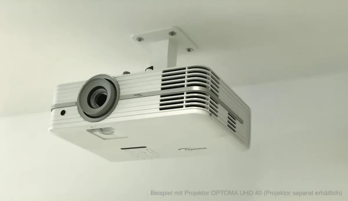Deckenhalter ARMSTRONG in Weiß mit montiertem Beamer an der Decke