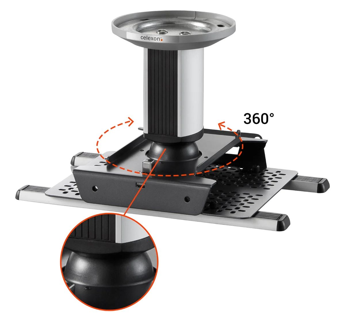 Kugelkopf der celexon MultiCel Expert Deckenhalterung, um 360 Grad drehbar