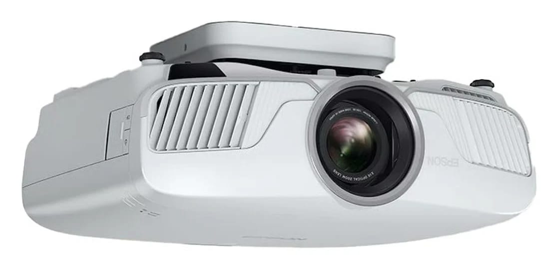 Epson ELPMB30 mit weißer Abdeckung und montiertem Epson-Beamer