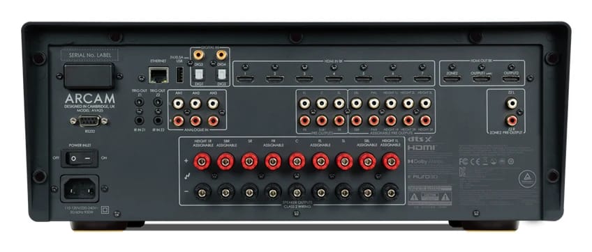 Rückseite des ARCAM Radia AVA25 mit allen Anschlüssen