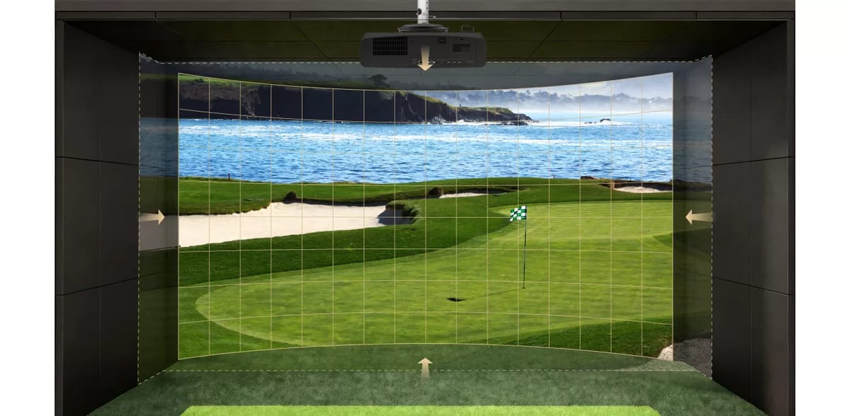 Automatische Bildausrichtung auf einer Simulator-Leinwand.