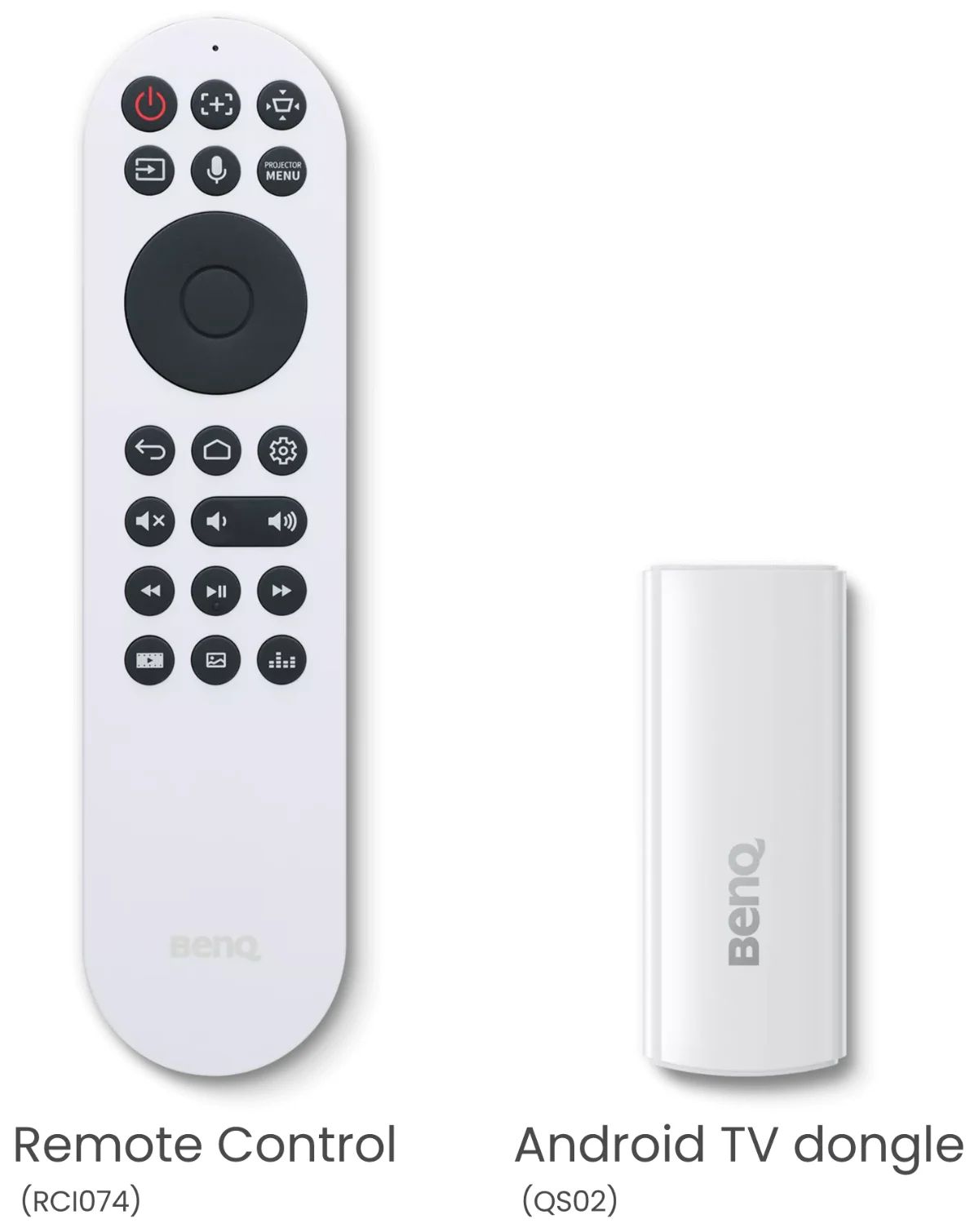 Fernbedienung und Android-TV-Dongle QS02 des BenQ W4100i
