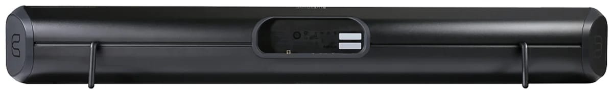 Rückseite der Bluesound PULSE SOUNDBAR+ in Schwarz