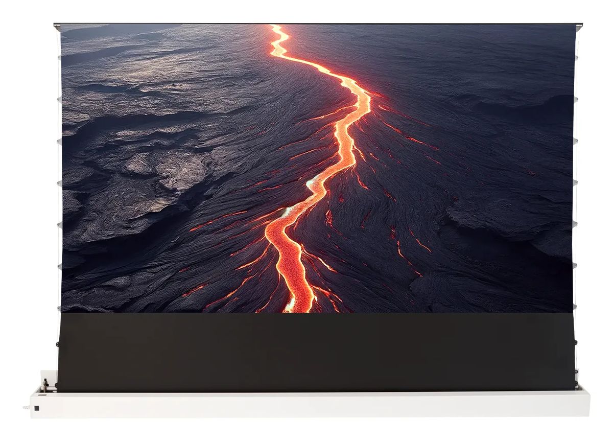 celexon CLR HomeCinema Plus mit weißem Gehäuse ausgefahren
