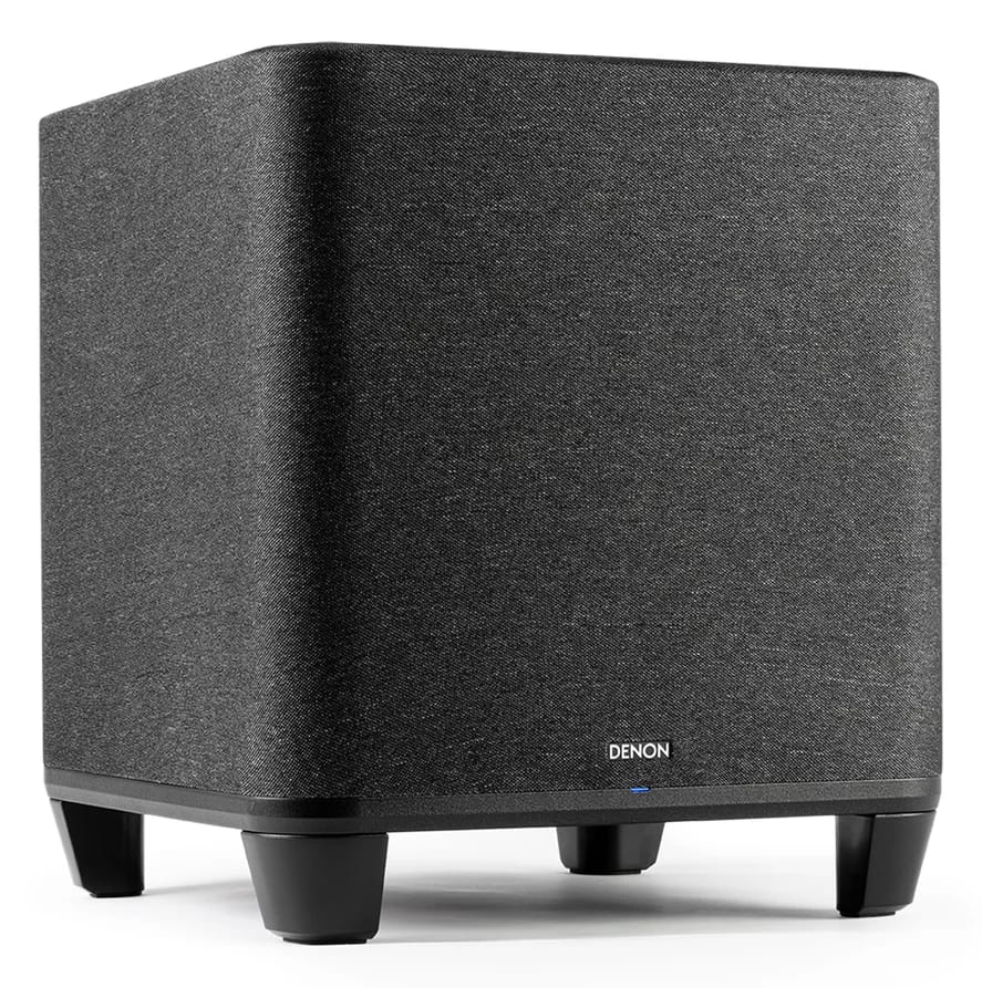 Denon Home Subwoofer in Schwarz, schräg von vorn