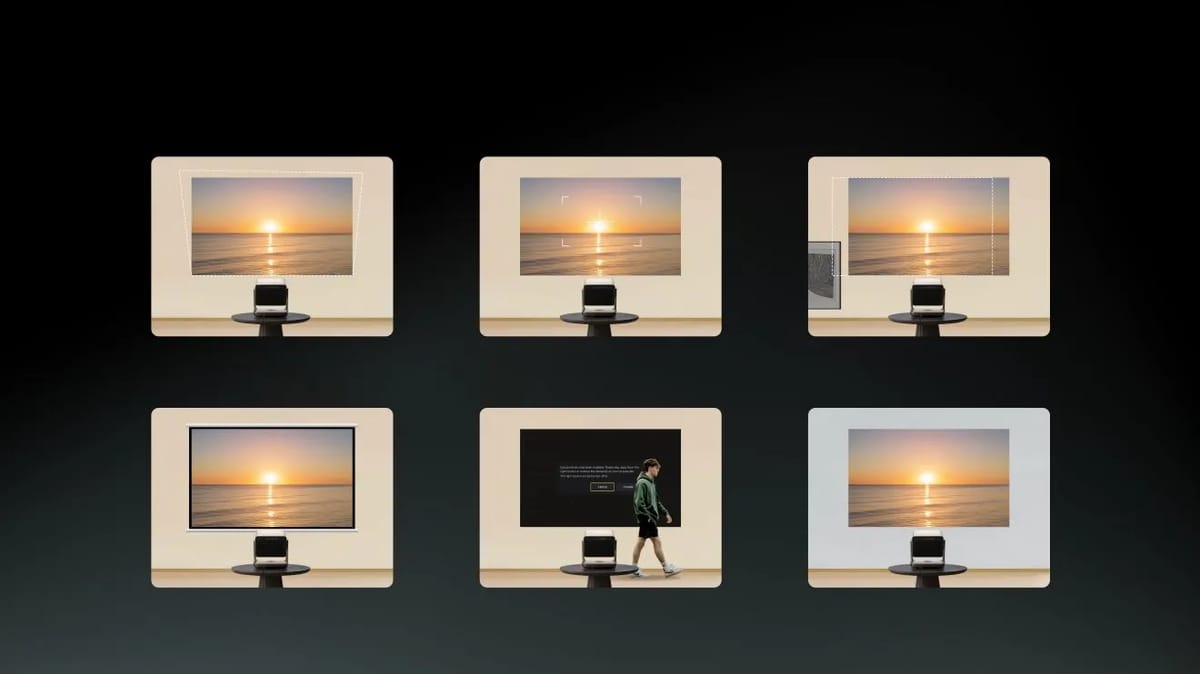 Beamer projiziert Sonnenuntergang auf Leinwand.