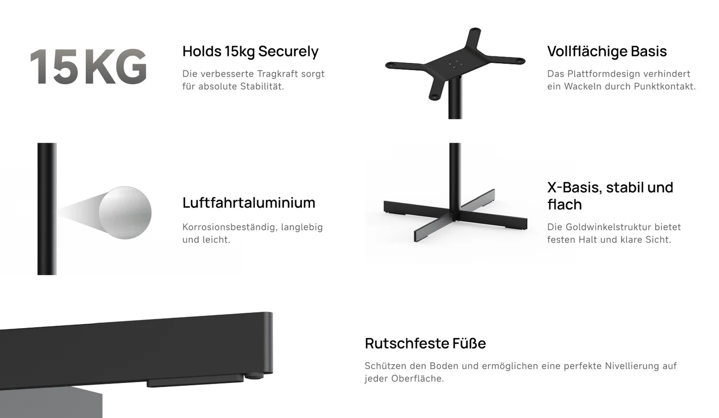 Beamerständer mit stabiler, rutschfester Basis.