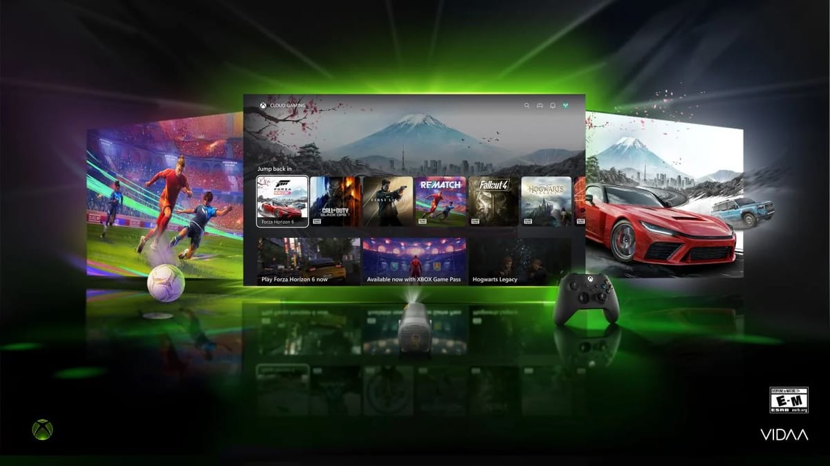 Xbox Cloud Gaming auf großer Projektion.