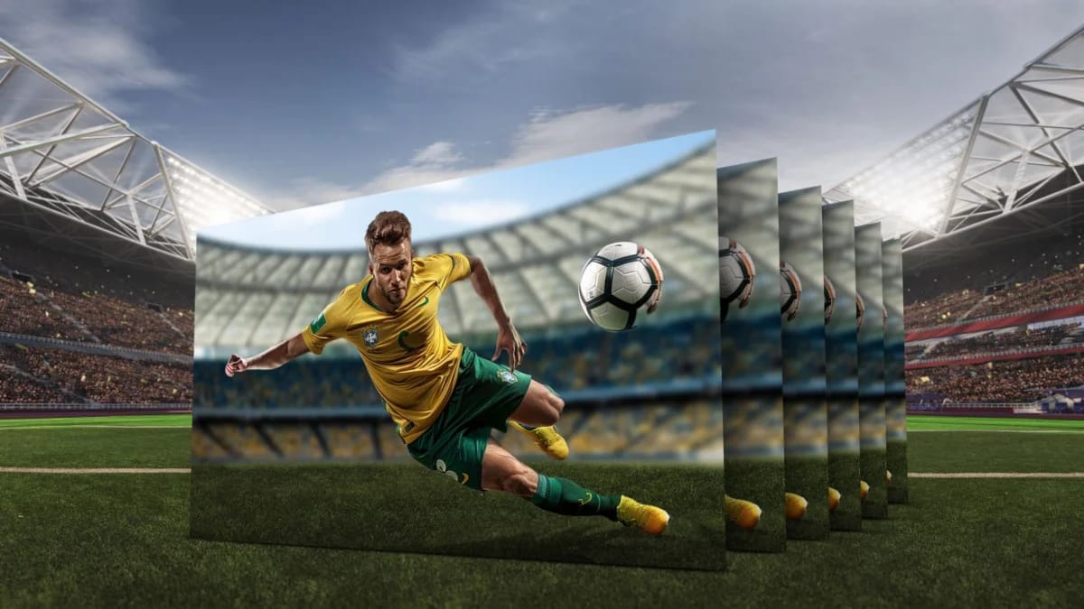 Sportszene mit schneller Bewegung auf großem Bild