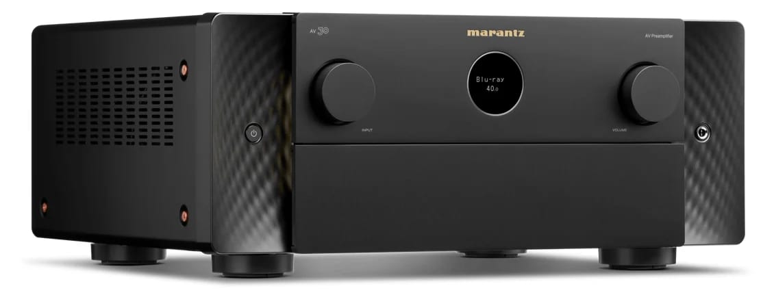 Marantz AV 30 AV-Vorverstärker in Schwarz, schräg von links vorn