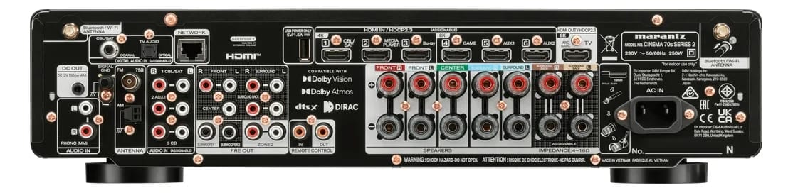 Rückseite des Marantz CINEMA 70s SERIE 2 mit allen Anschlüssen