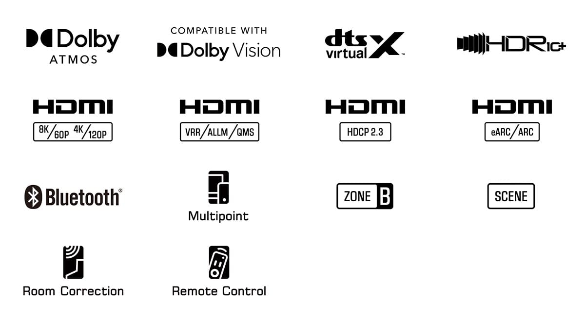 Audio- und Video-Technologie-Logos und Symbole.