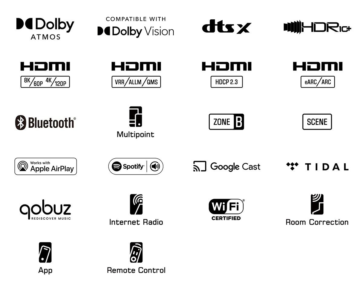 Audio- und Video-Feature-Logos für Beamer.