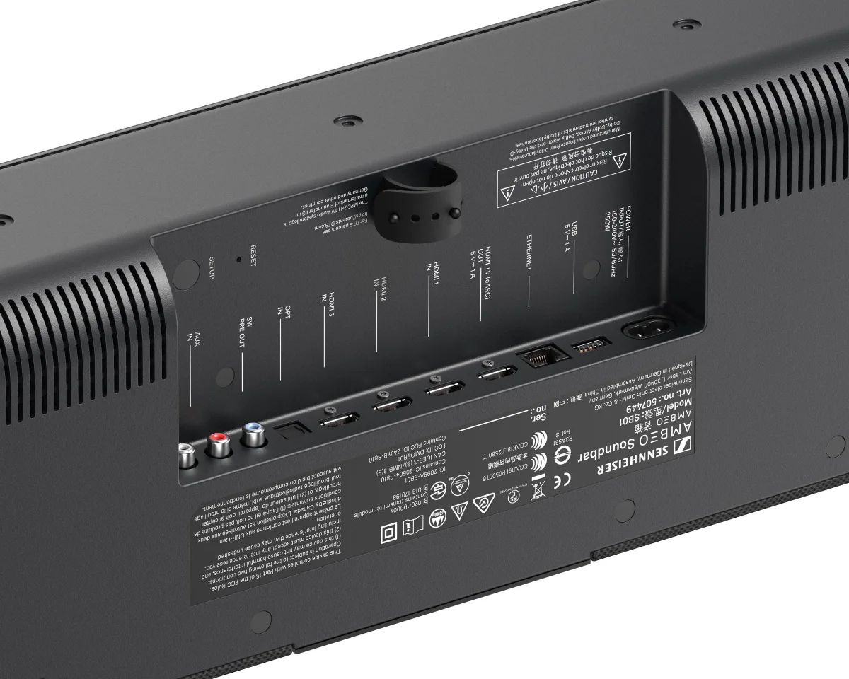 Anschlussfeld der Sennheiser AMBEO Soundbar Max