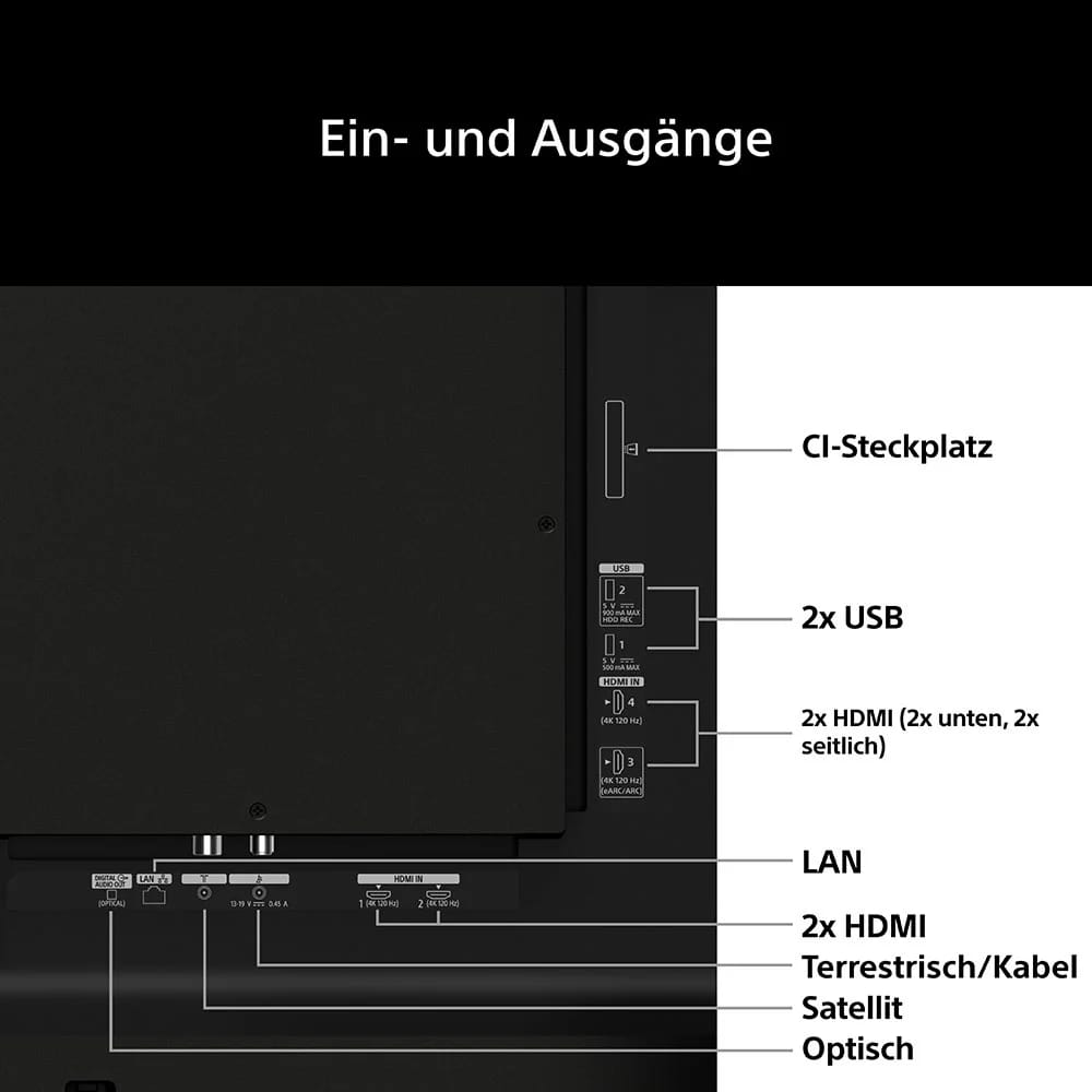 Ein- und Ausgänge auf der Rückseite des Sony BRAVIA 6.