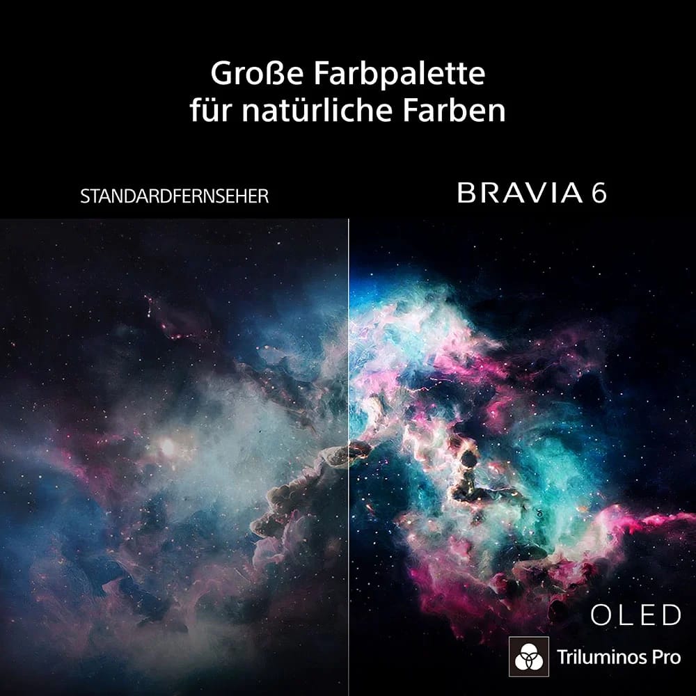 Große Farbpalette mit TRILUMINOS PRO im Vergleich zu einem Standardfernseher.