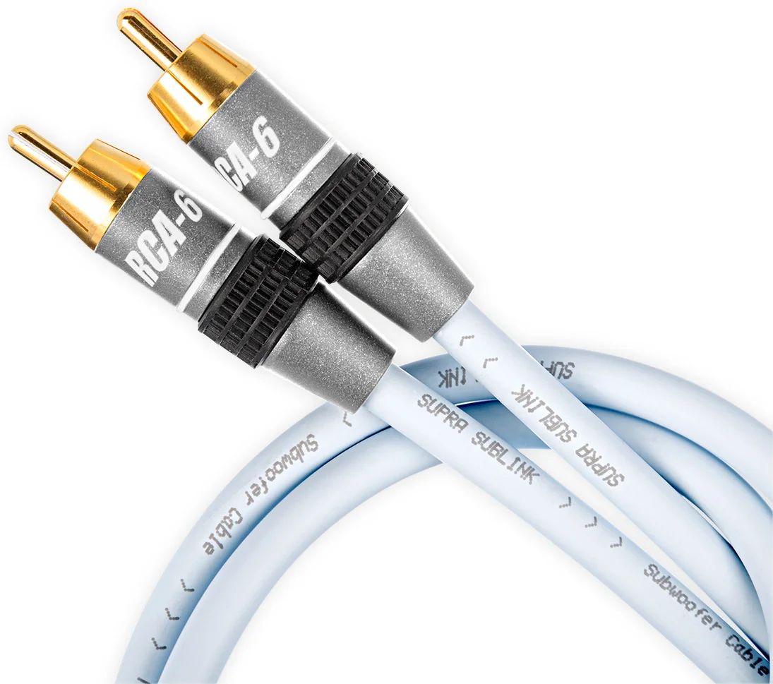 Supra SUBLINK 1RCA-1RCA Subwooferkabel in Eisblau mit Cinchsteckern