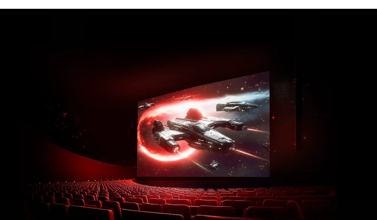 XGIMI HORIZON 20 Max im Heimkino mit Filmszene auf der Leinwand