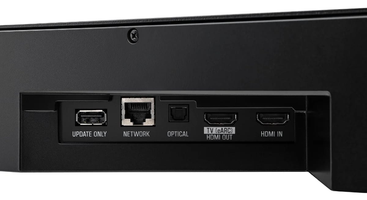 Anschlussfeld auf der Rückseite der Yamaha TRUE X BAR 90A