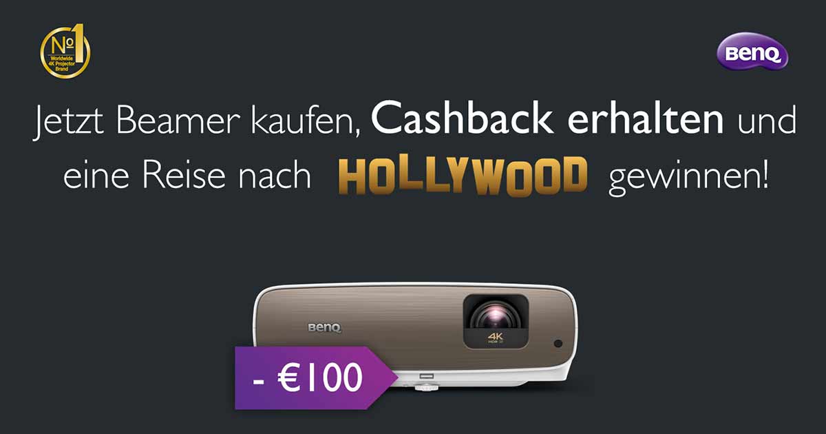 Jetzt 100€ Cashback auf BenQ W2700 Beamer sichern
