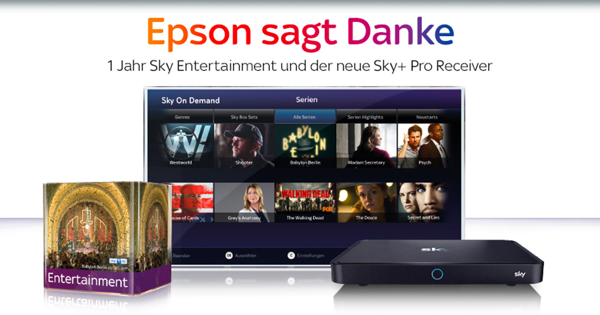 Epson-Aktion: 12 Monate Sky Entertainment inklusive