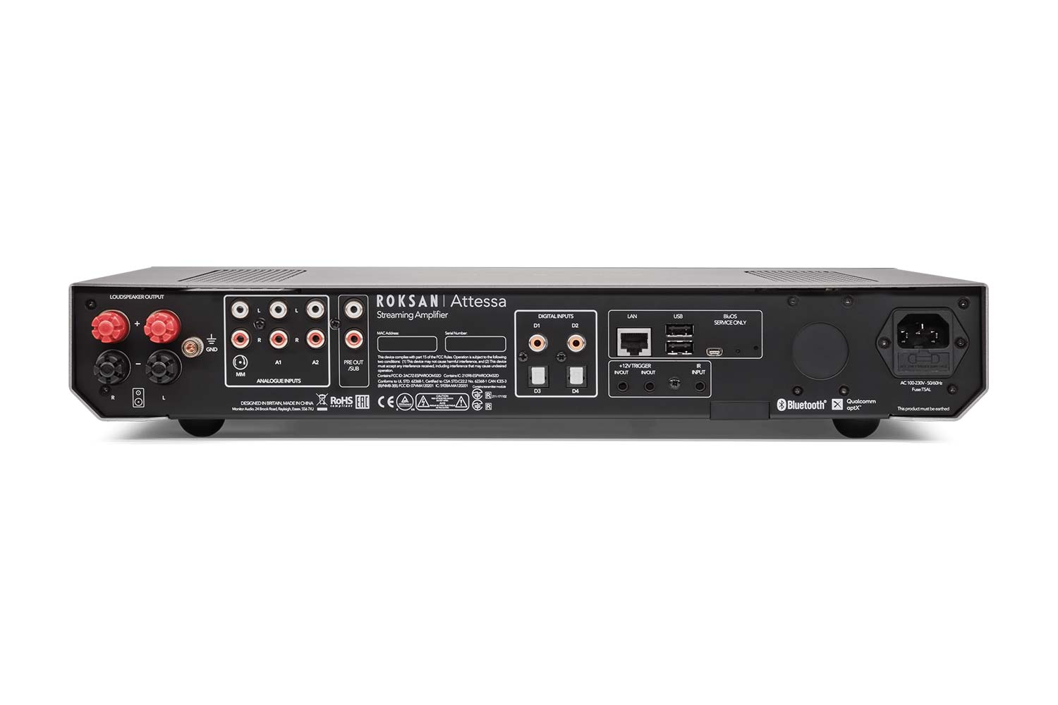 Roksan Attessa Streaming-Vollverstärker Rückseite