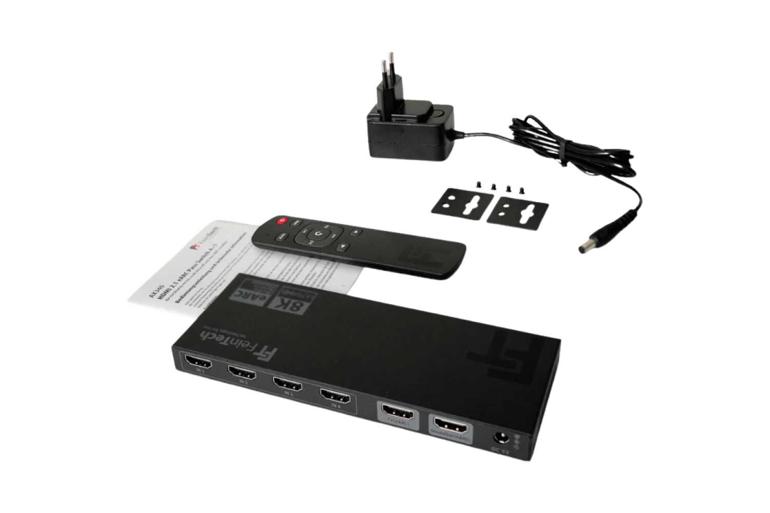 FeinTech HDMI 2.1 eARC Pass Switch 4 in 1 Out für Soundbars (AX340)